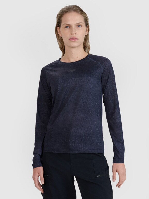 Damski longsleeve kolarski 4F 4FWSS25TFLOF344 - granatowy