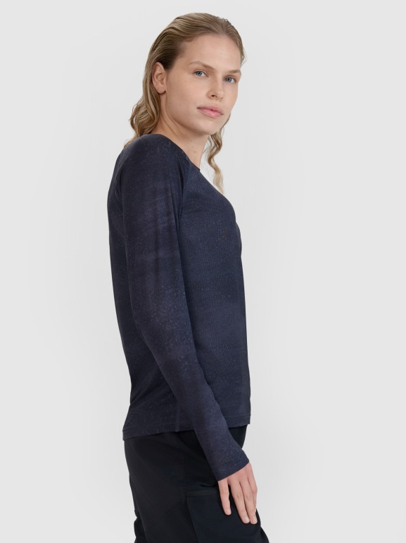 Damski longsleeve kolarski 4F 4FWSS25TFLOF344 - granatowy