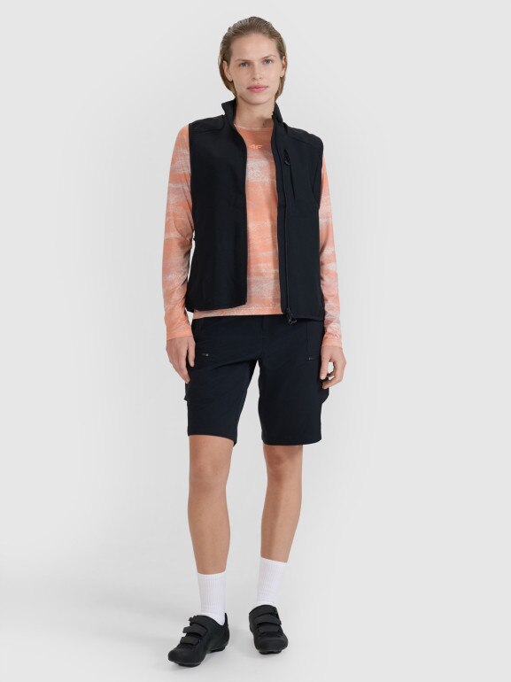 Damski longsleeve kolarski 4F 4FWSS25TFLOF344 - pomarańczowy