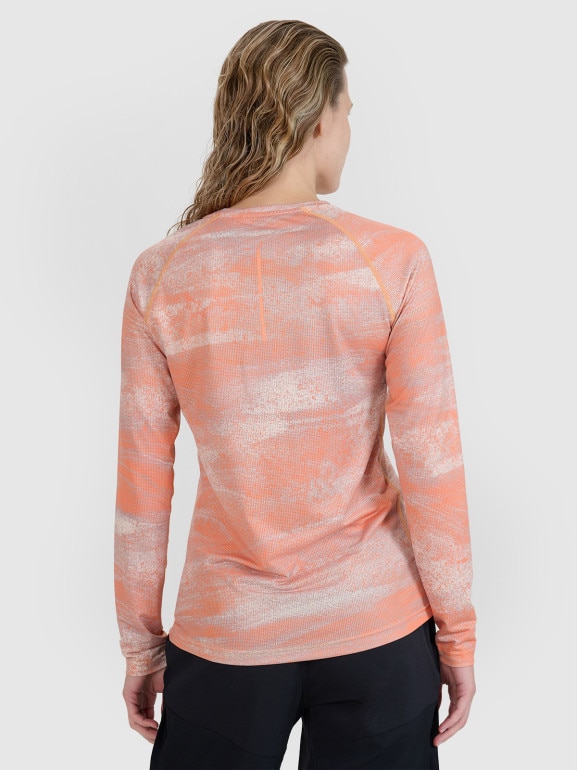 Damski longsleeve kolarski 4F 4FWSS25TFLOF344 - pomarańczowy