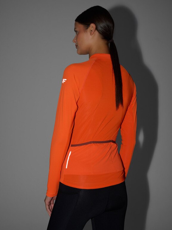 Damski longsleeve kolarski 4F 4FWSS26TFLOF490 - pomarańczowy