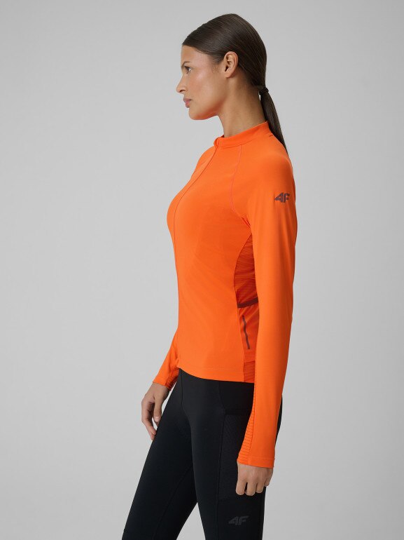 Damski longsleeve kolarski 4F 4FWSS26TFLOF490 - pomarańczowy