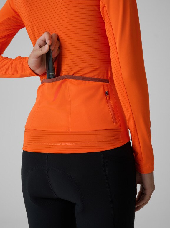 Damski longsleeve kolarski 4F 4FWSS26TFLOF490 - pomarańczowy