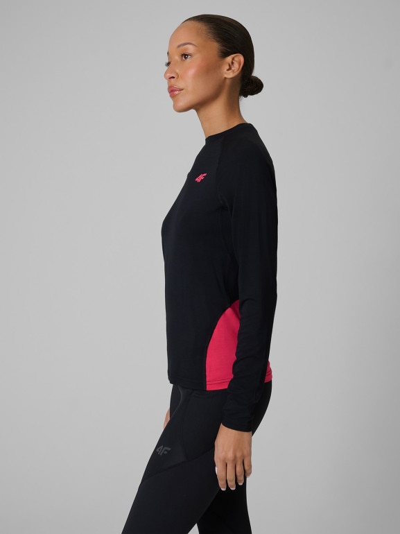 Damski longsleeve trekkingowy 4F 4FRSS26TFLOF624 - czarny
