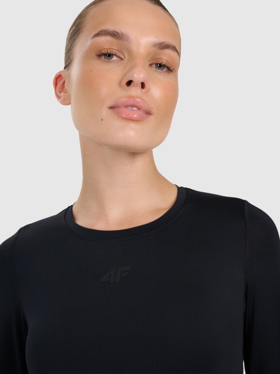 Damski longsleeve treningowy 4F 4FWMM00TFLOF505 - czarny