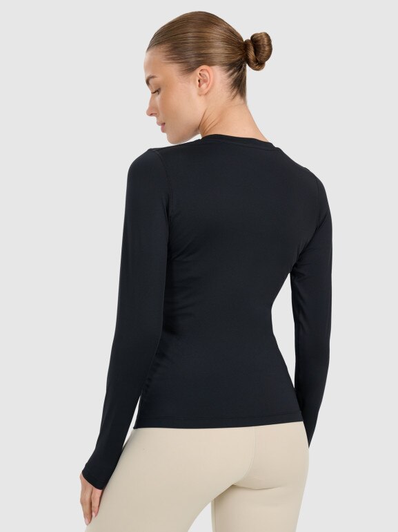 Damski longsleeve treningowy 4F 4FWMM00TFLOF505 - czarny