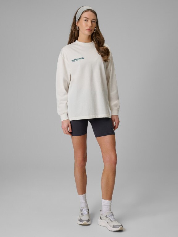 Damski longsleeve z nadrukiem 4F 4FRSS26TSWSF2834 - biały
