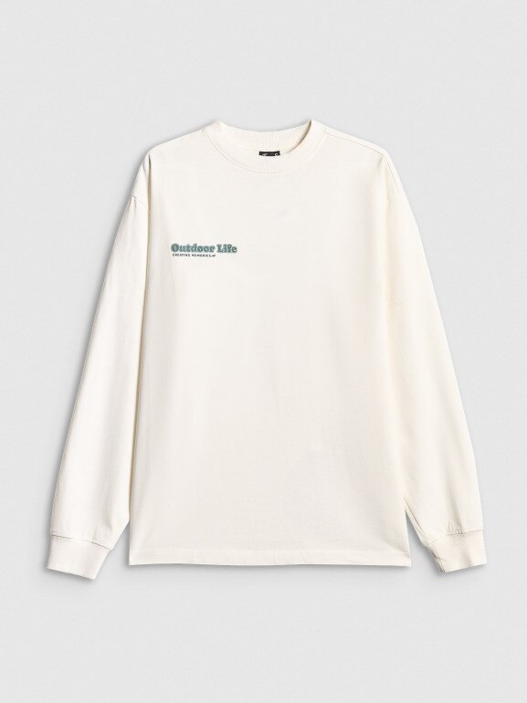 Damski longsleeve z nadrukiem 4F 4FRSS26TSWSF2834 - biały
