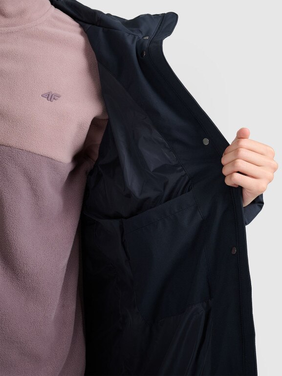 Damski płaszcz puchowy pikowany 4F 4FWAW25TDJAF587 - czarny