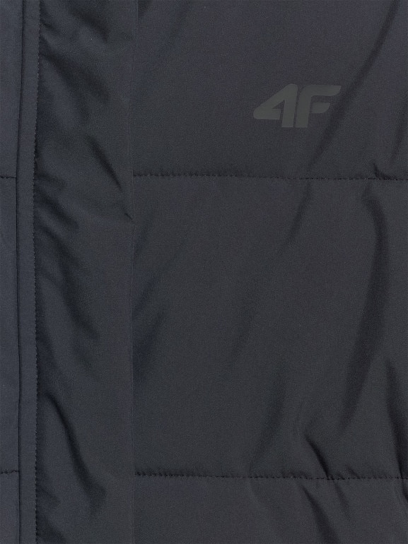 Damski płaszcz puchowy pikowany 4F 4FWAW25TDJAF587 - czarny