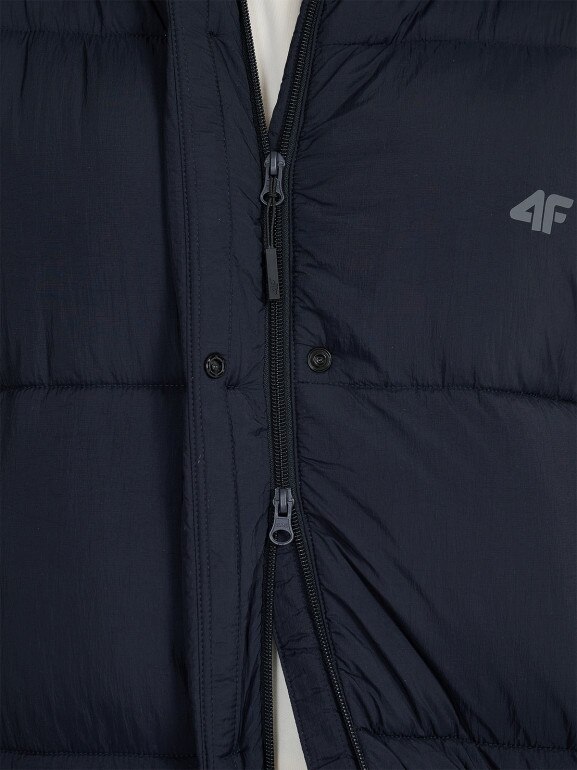 Damski płaszcz puchowy syntetyczny 4F 4FWAW25TDJAF588 - czarny