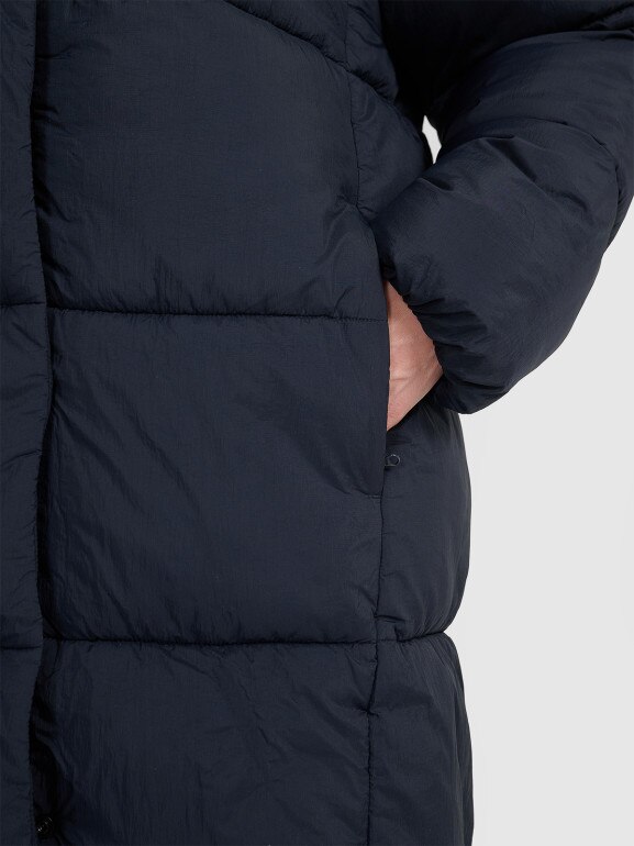 Damski płaszcz puchowy syntetyczny 4F 4FWAW25TDJAF588 - czarny