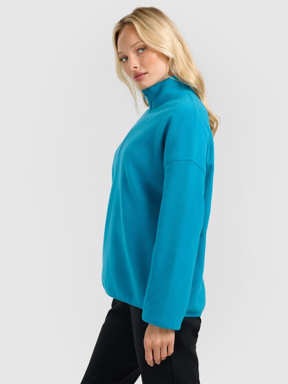 Damski polar oversize 4F 4FRAW25TFLEF449 - turkusowy