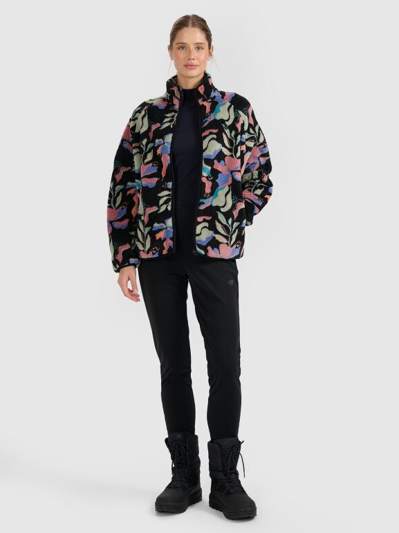Damski polar rozpinany bez kaptura 4F 4FRAW25TFLEF499 - multikolor