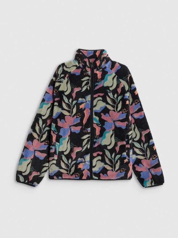 Damski polar rozpinany bez kaptura 4F 4FRAW25TFLEF499 - multikolor