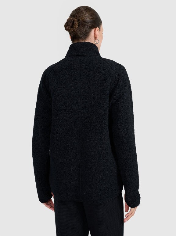 Damski polar szerpa rozpinany bez kaptura 4F 4FWAW25TFLEF328 - czarny