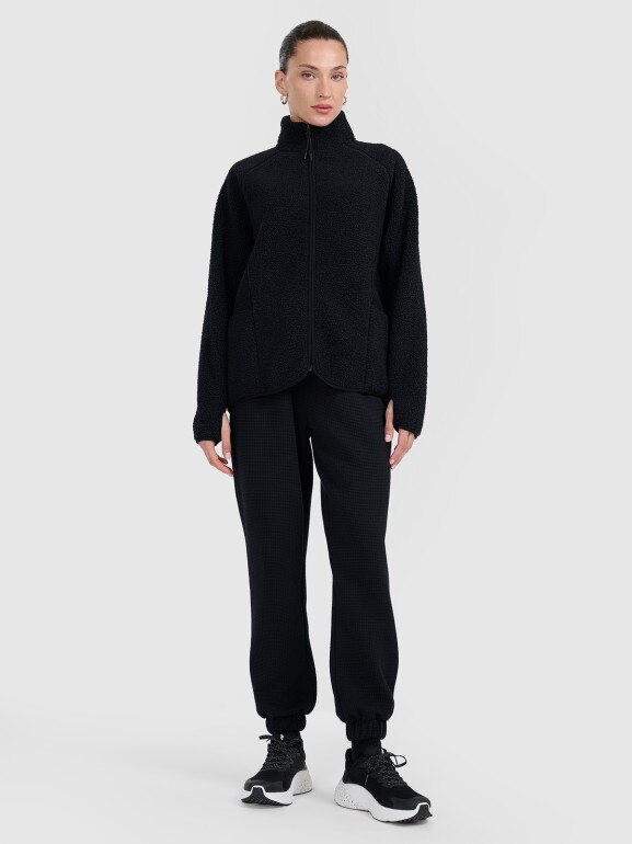 Damski polar szerpa rozpinany bez kaptura 4F 4FWAW25TFLEF328 - czarny