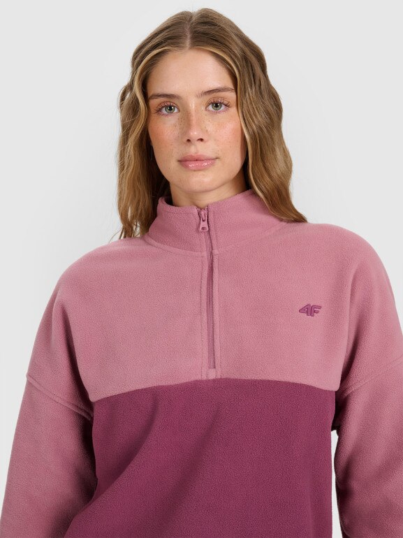 Damski polar ze stójką 4F 4FWAW25TFLEF421 - różowy