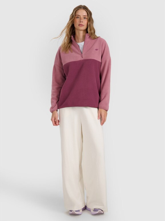 Damski polar ze stójką 4F 4FWAW25TFLEF421 - różowy