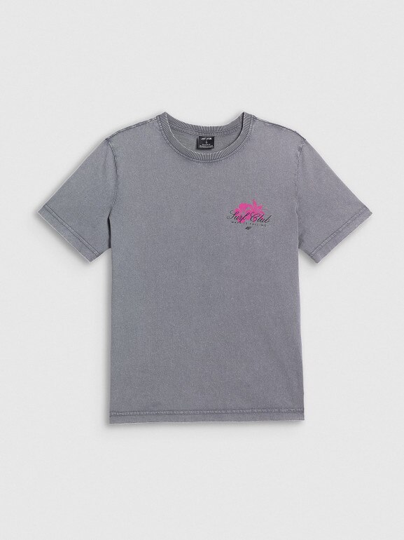 Damski t-shirt z nadrukiem 4F 4FRSS26TTSHF4515 - szary