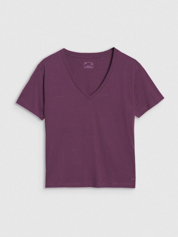 Damski t-shirt basic 4F4FWSS25TTSHF1992 - fioletowy