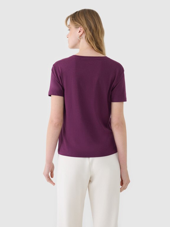 Damski t-shirt basic 4F4FWSS25TTSHF1992 - fioletowy