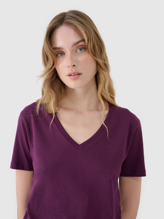 Damski t-shirt basic 4F4FWSS25TTSHF1992 - fioletowy