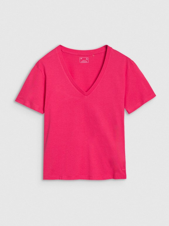 Damski t-shirt basic 4F4FWSS25TTSHF1992 - różowy