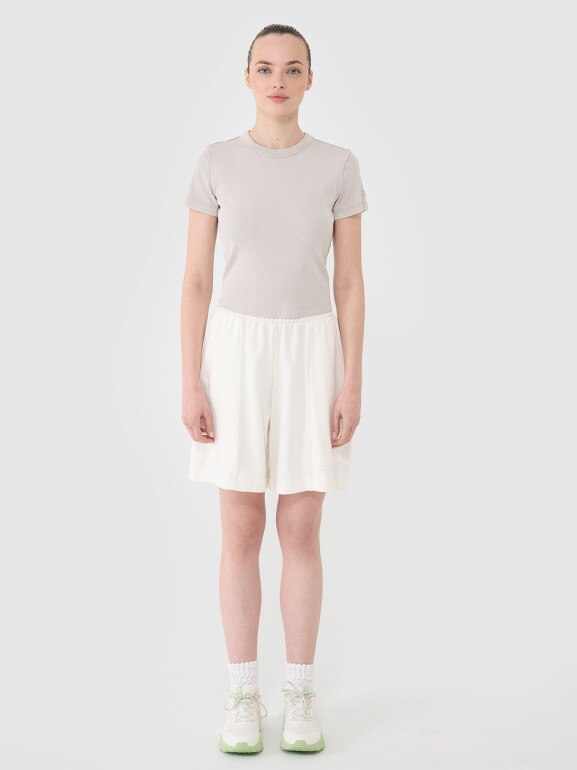 Damski t-shirt basic 4F 4FRSS25TTSHF2696 - beżowy