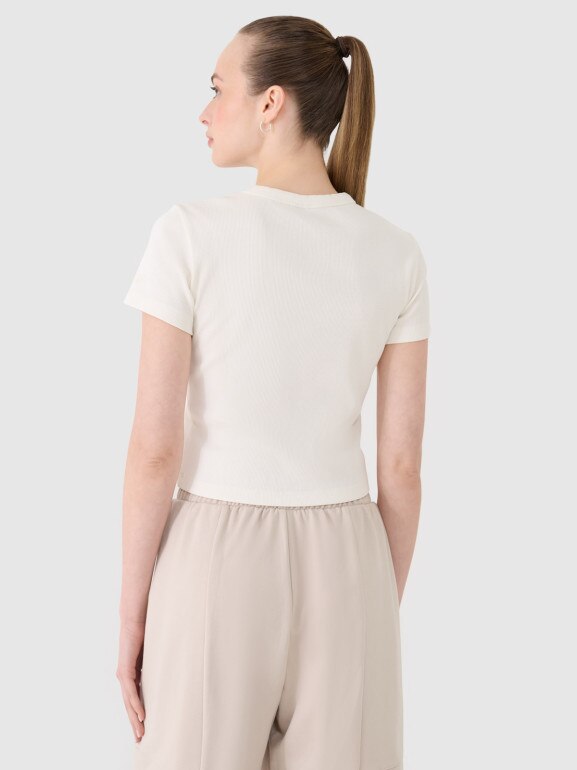 Damski t-shirt basic 4F 4FRSS25TTSHF2696 - biały