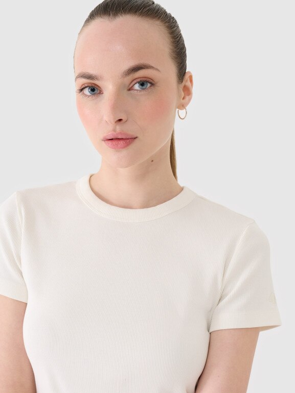 Damski t-shirt basic 4F 4FRSS25TTSHF2696 - biały