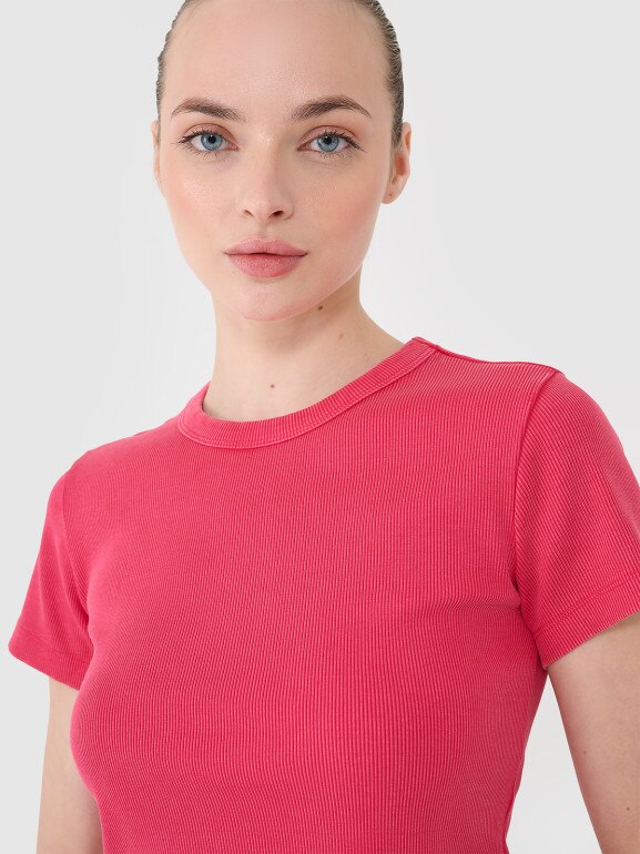 Damski t-shirt basic 4F 4FRSS25TTSHF2696 - różowy