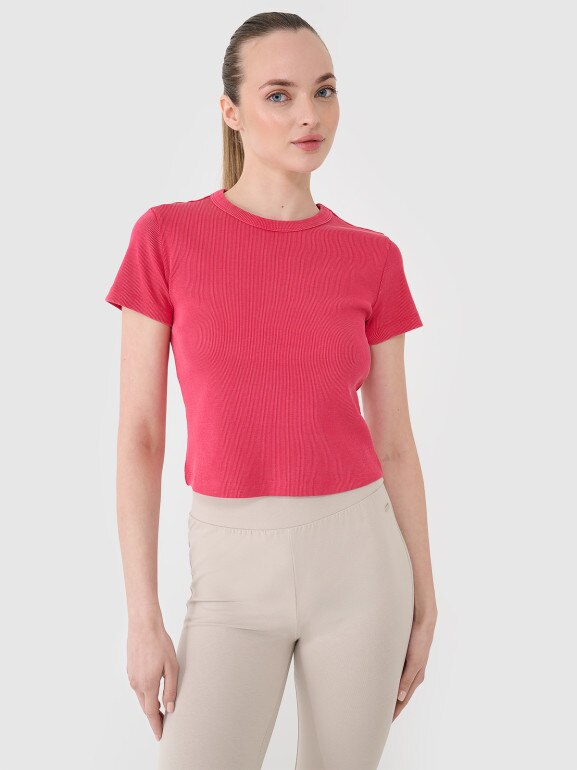 Damski t-shirt basic 4F 4FRSS25TTSHF2696 - różowy