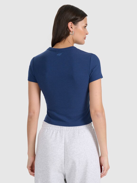 Damski t-shirt basic 4F 4FRSS25TTSHF2749 - granatowy