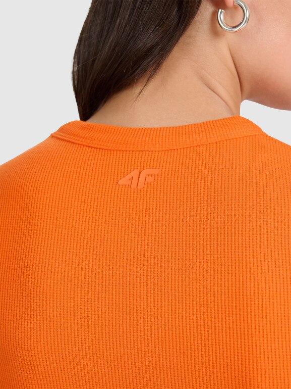 Damski t-shirt basic 4F 4FRSS25TTSHF2749 - pomarańczowy