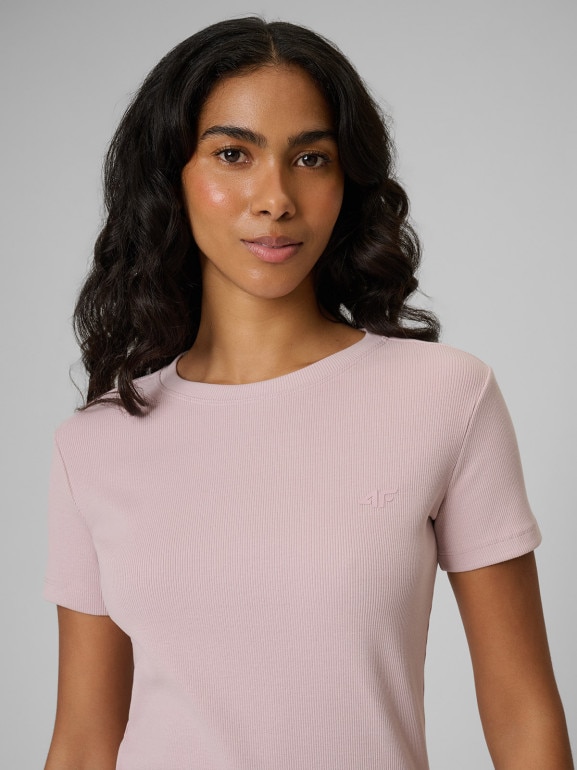 Damski t-shirt basic 4F 4FRSS26TTSHF3629 - różowy