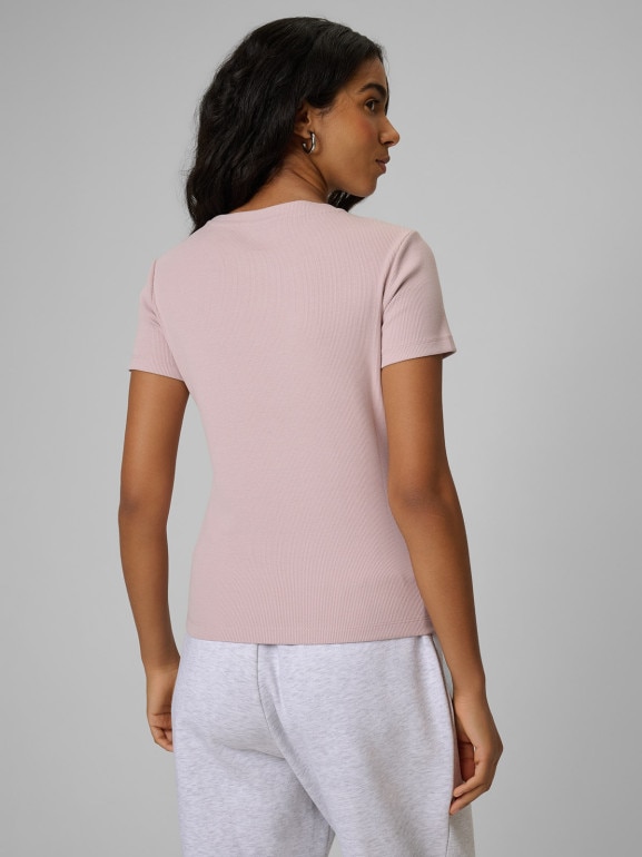 Damski t-shirt basic 4F 4FRSS26TTSHF3629 - różowy