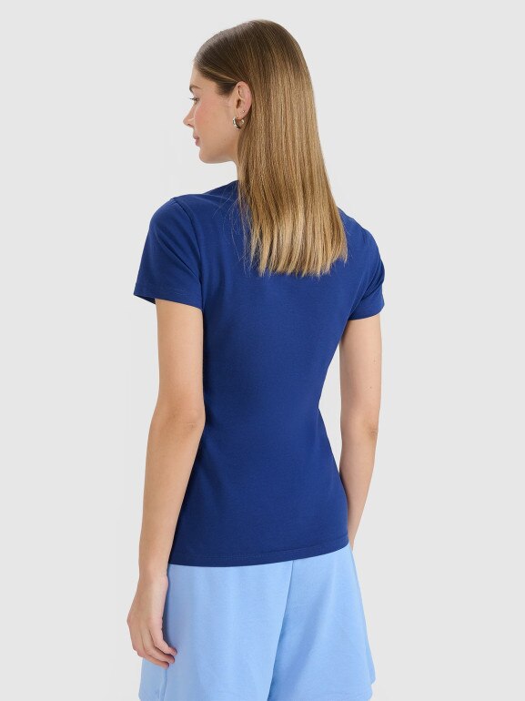 Damski t-shirt basic 4F 4FWMM00TTSHF2255 - granatowy