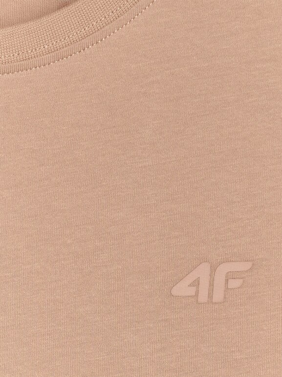Damski t-shirt basic 4F 4FWMM00TTSHF2356 - beżowy