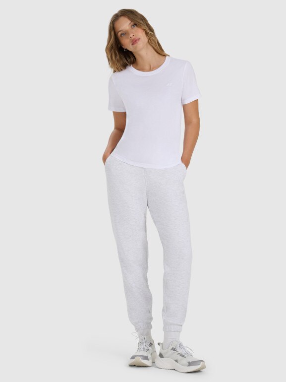 Damski t-shirt basic 4F 4FWMM00TTSHF2356 - biały