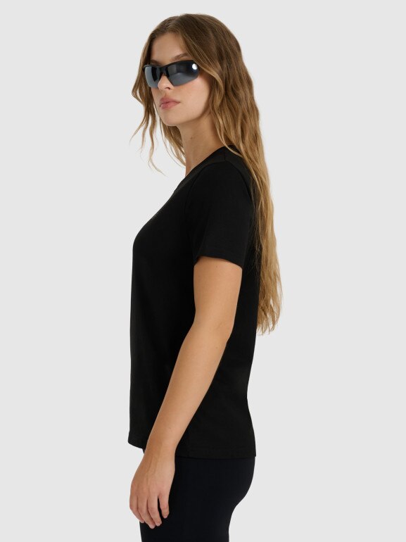 Damski t-shirt basic 4F 4FWMM00TTSHF2356 - czarny