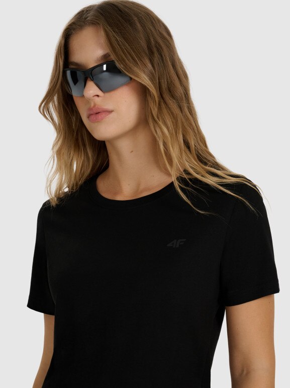 Damski t-shirt basic 4F 4FWMM00TTSHF2356 - czarny