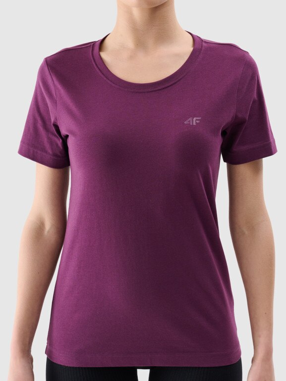 Damski t-shirt basic 4F 4FWMM00TTSHF2356 - fioletowy