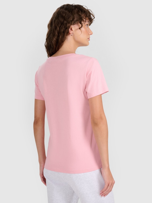 Damski t-shirt basic 4F 4FWMM00TTSHF2356 - różowy