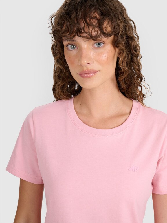 Damski t-shirt basic 4F 4FWMM00TTSHF2356 - różowy