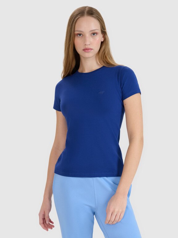 Damski t-shirt basic 4F 4FWMM00TTSHF2673 - granatowy
