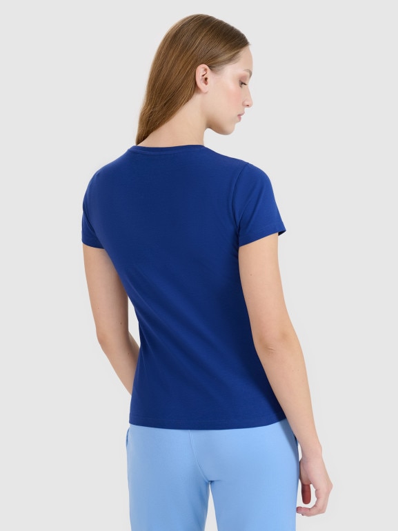 Damski t-shirt basic 4F 4FWMM00TTSHF2673 - granatowy