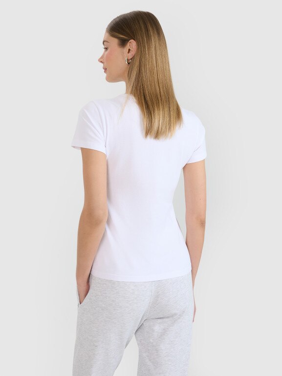 Damski t-shirt basic 4F 4FWMM00TTSHF2674 - biały