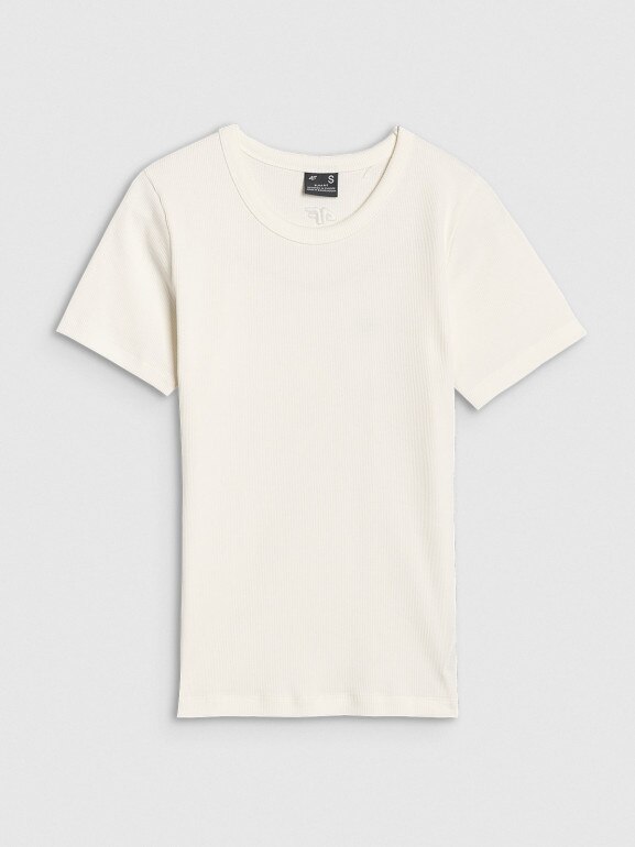 Damski t-shirt basic 4F 4FWSS25TTSHF1968 - biały