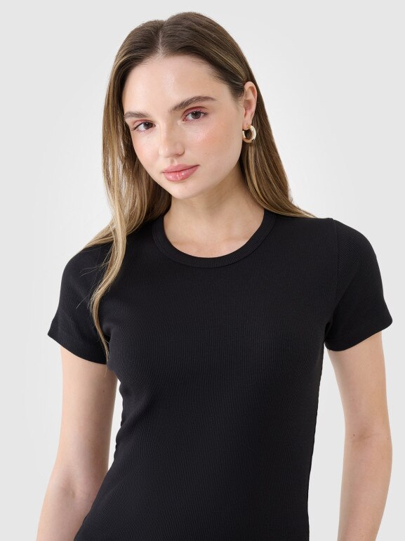 Damski t-shirt basic 4F 4FWSS25TTSHF1968 - czarny